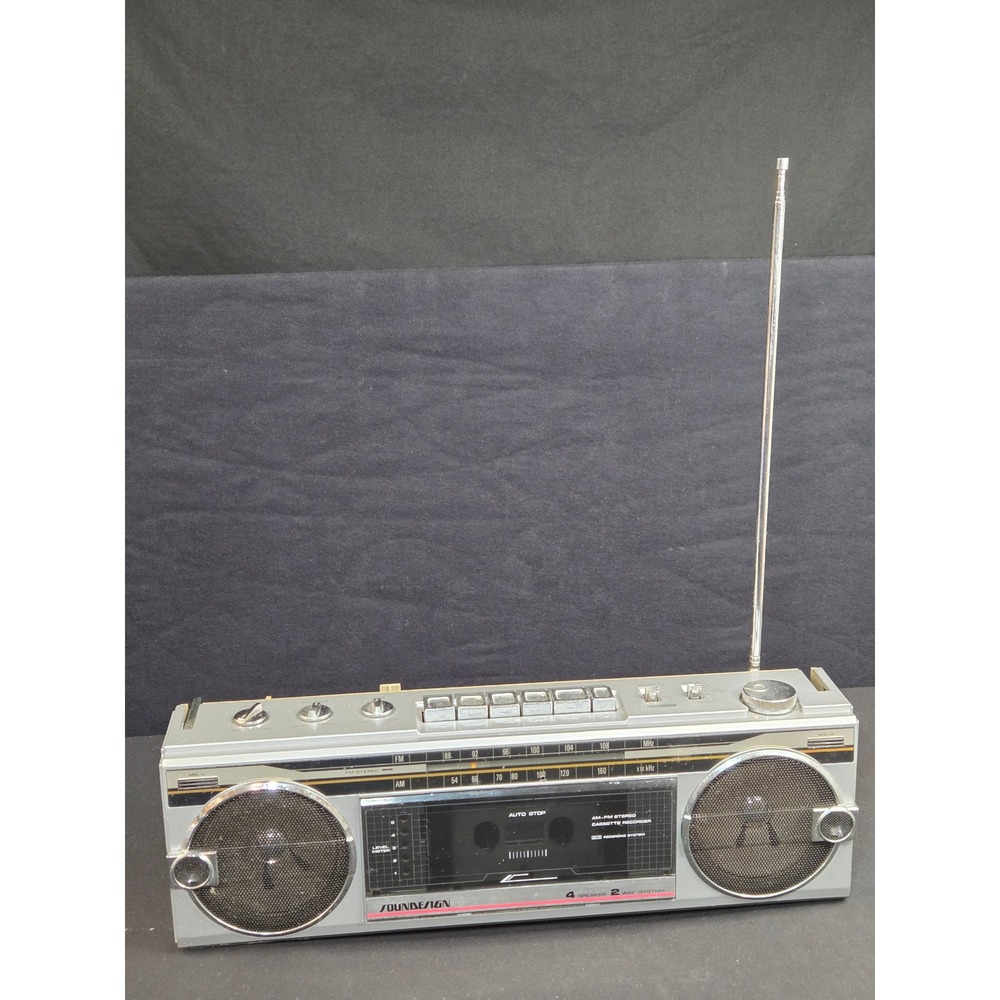 Soundesign 4626(A) Vintage Boombox AM/FM Stereo Cassette Player 4 Speaker System
